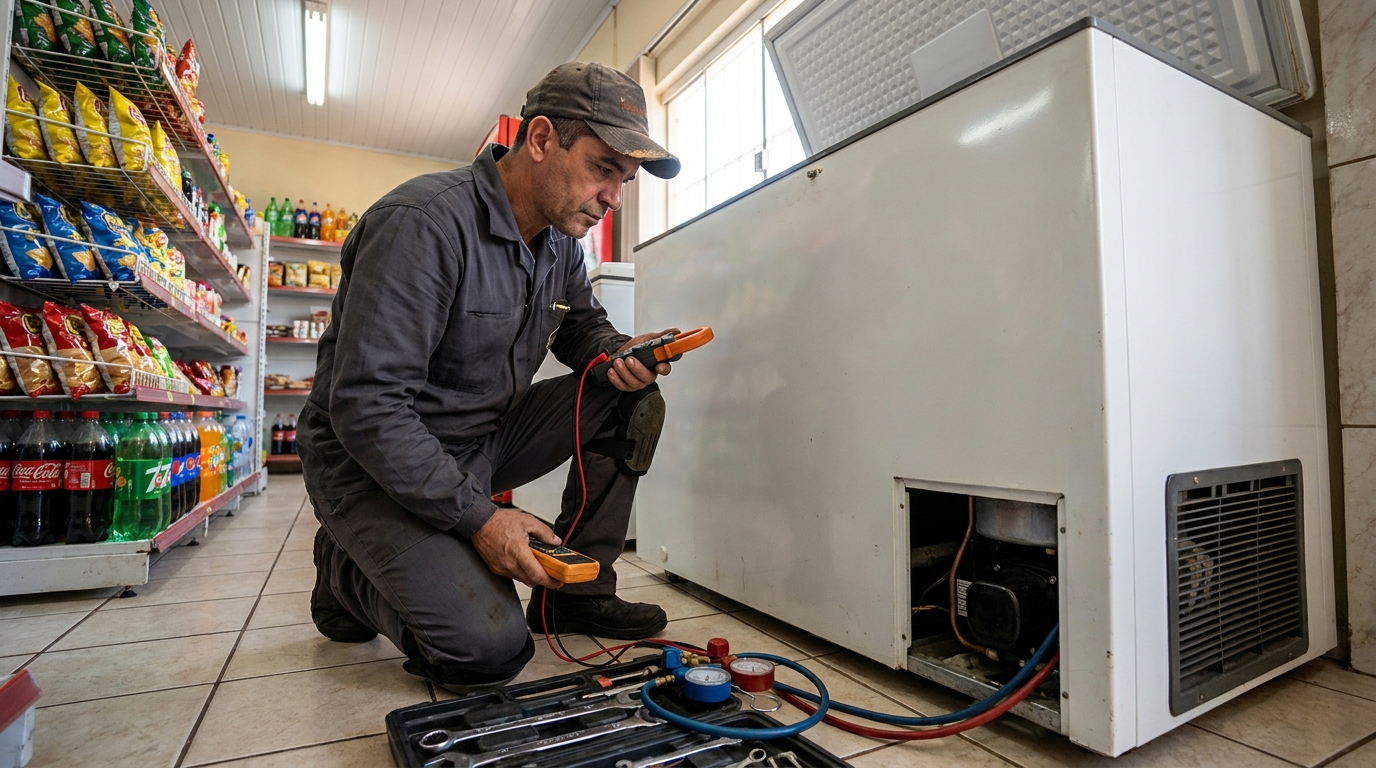 Reparo na placa eletrônica do freezer em Taubaté‑SP